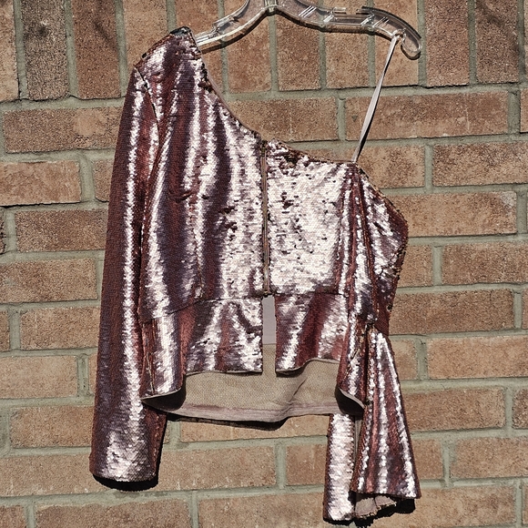 Aidan Mattox rose gold sequin blouse - Picture 8 of 8